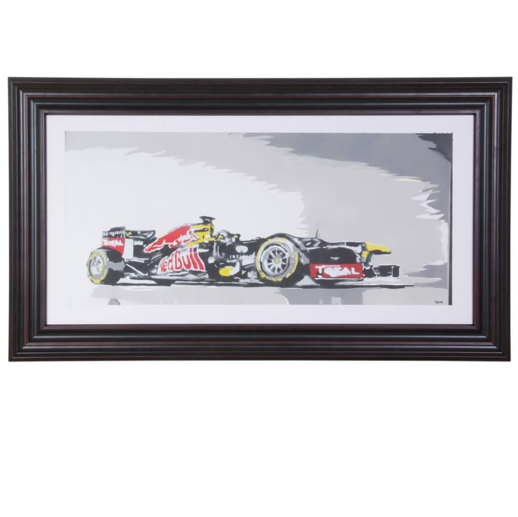 Formula 1 by Yan Street Art, original, one off Powder spray on Canvass in frame For Sale