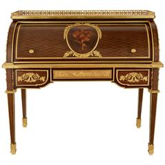 Ormolu-Mounted Marquetry Roll-Top Desk Attributed to P. Bernard 3