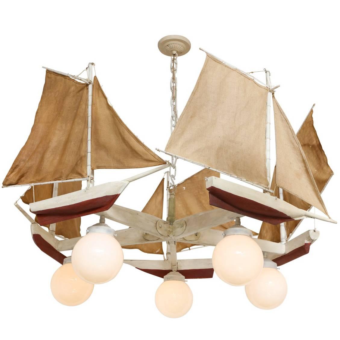 An American 5-Light Sailboat form Chandelier 