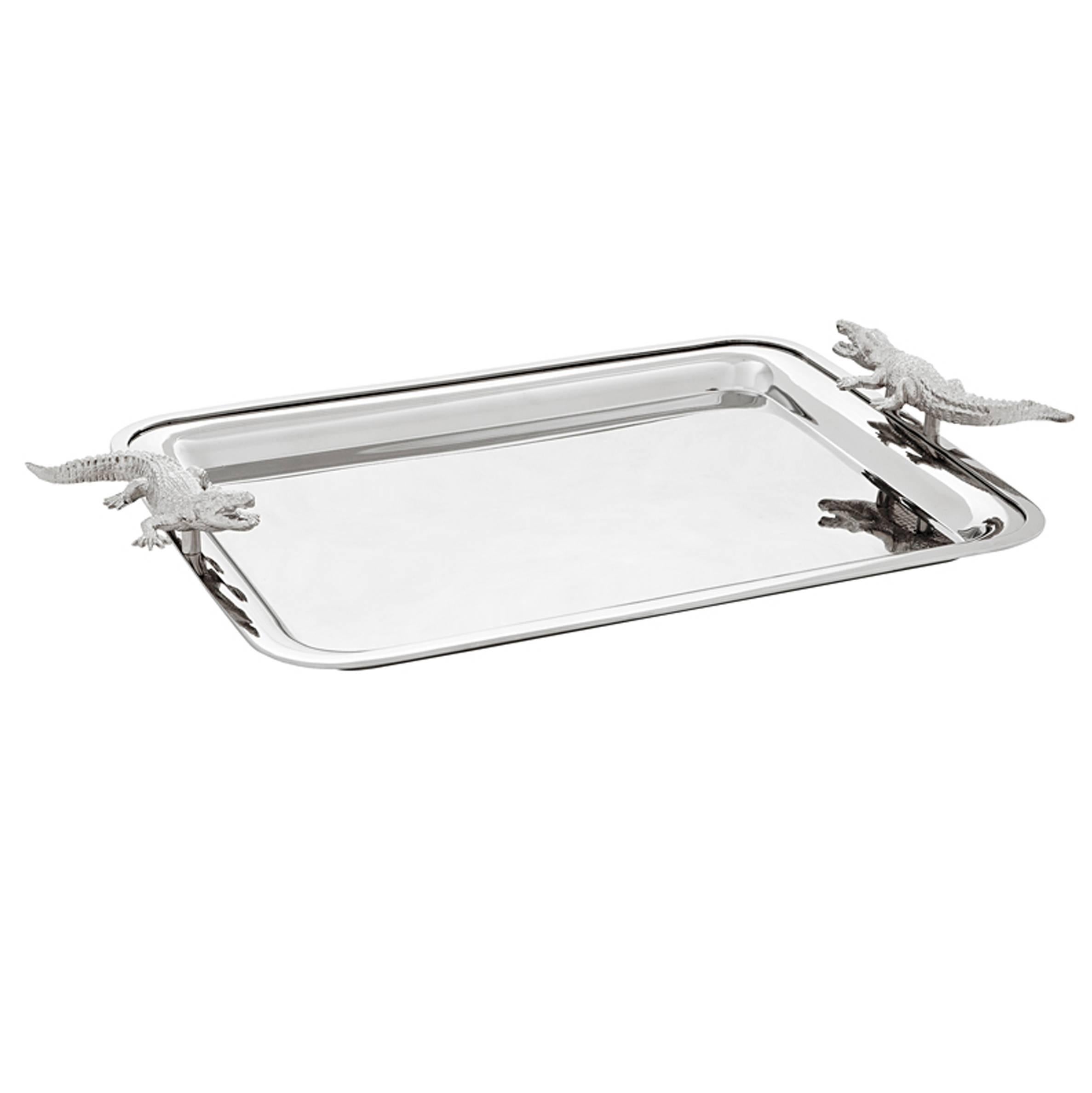 Cayman Tray in Polished Stainless Steel and Nickel