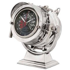 Navy Clock in Polished Aluminium and Stainless Steel