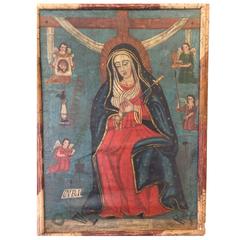 19th Century Mexican Folk Art Madonna Retablo/Painting 4