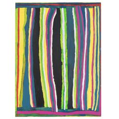 Bright Striped Painting by Australian Aboriginal Artist Dolly Snell