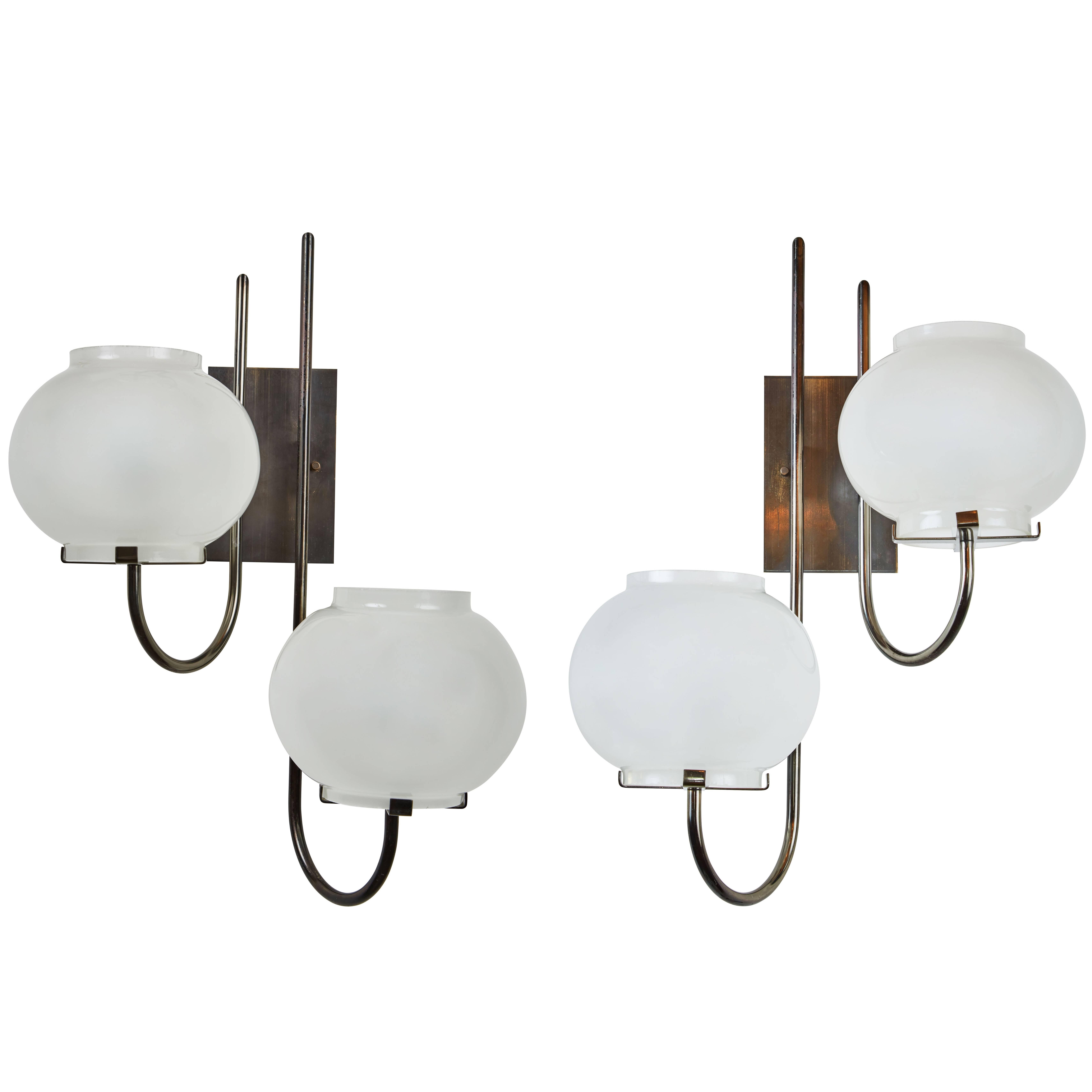 Pair of Sconces by Tito Agnoli for Oluce  For Sale