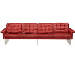 Italian Leather and Lucite Vintage Loft Sofa of the, 1970s 3