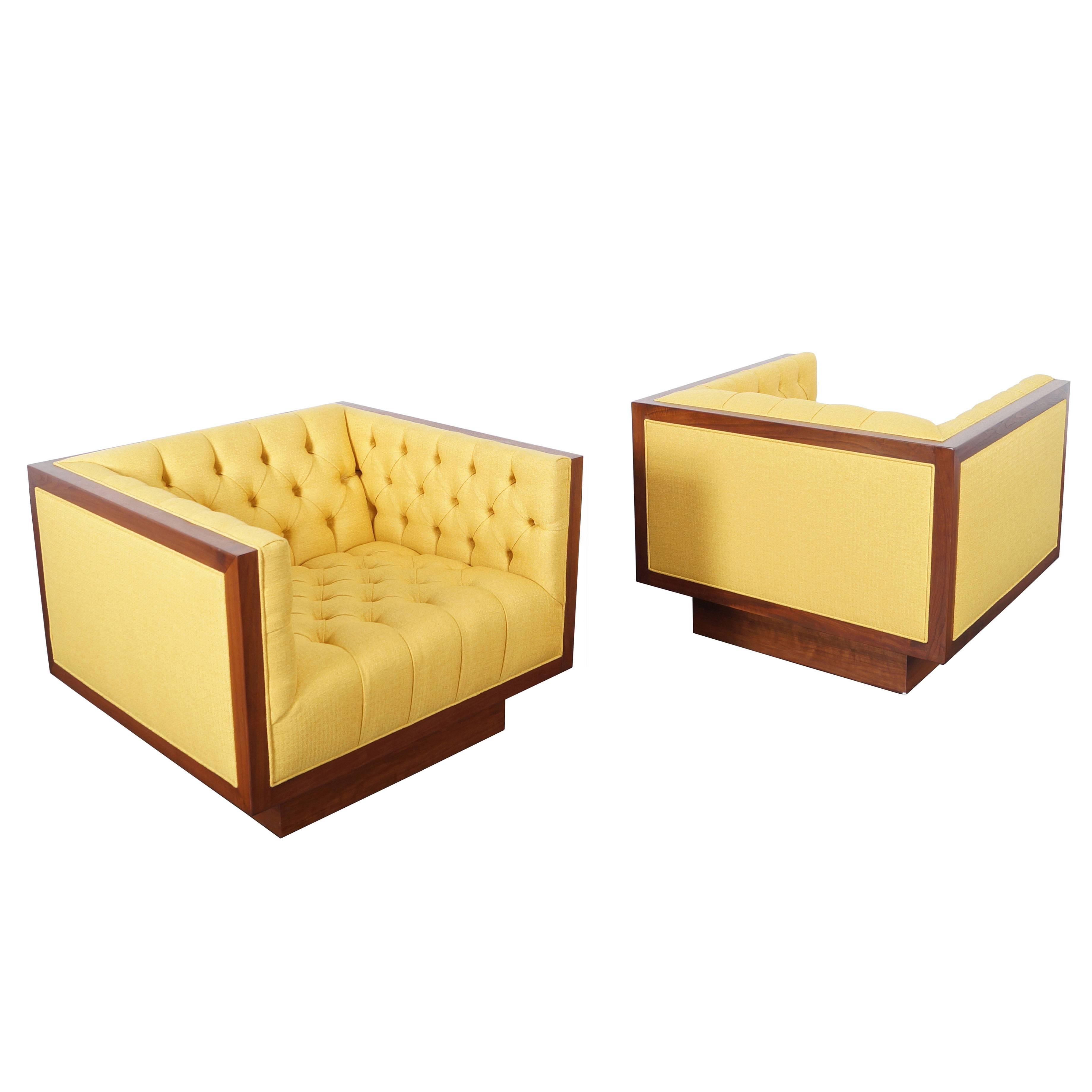 Vintage Tufted Lounge Chairs by Milo Baughman