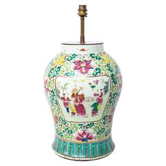 Large 19th Century Chinese Export Qing Famille Rose Porcelain Vase Lamp 12