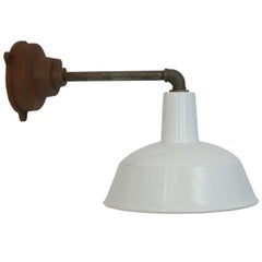 White Enamel Vintage Industrial Wall Lights Cast Iron Arm (52x)