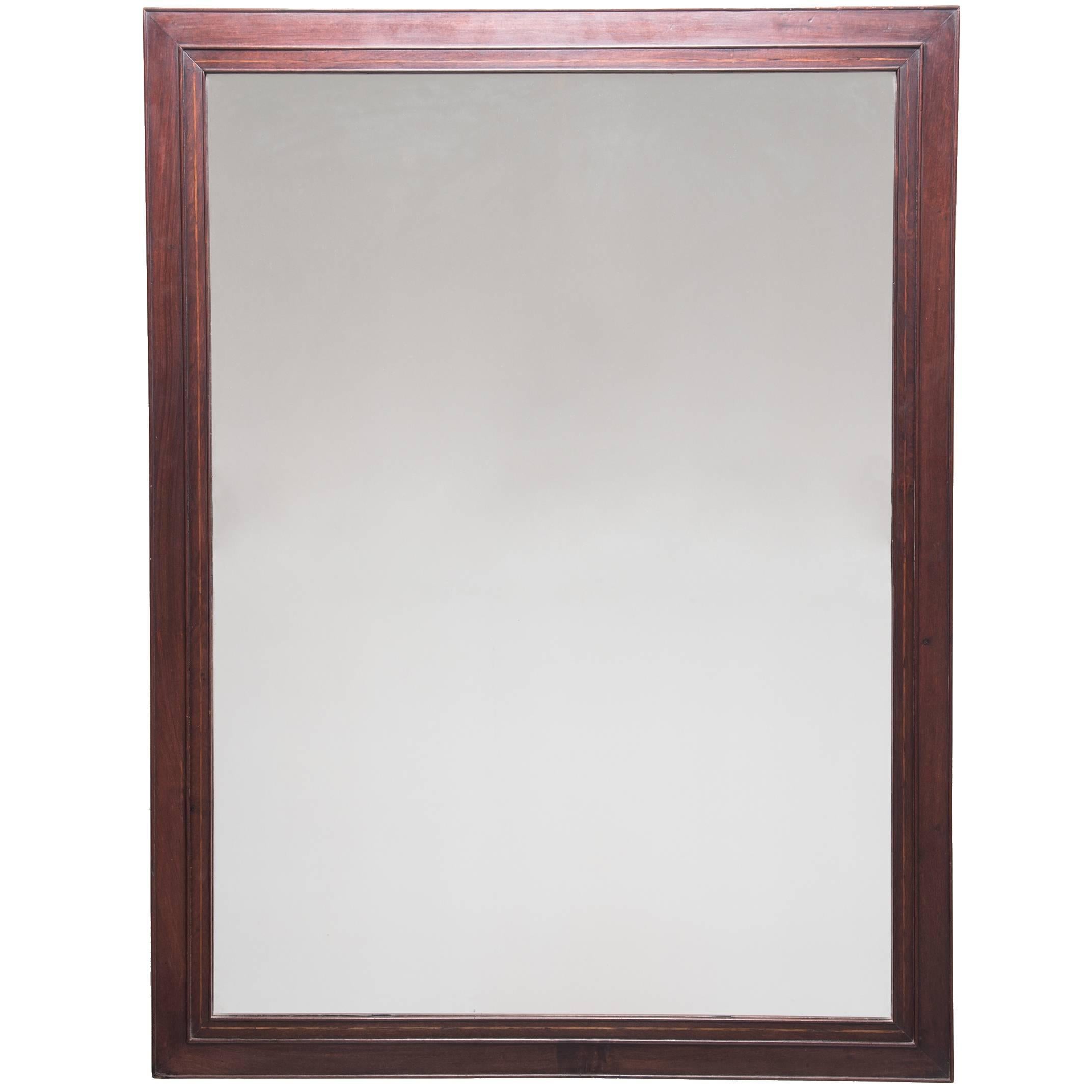 Miroir mural chinois en bois dur avec incrustation de buis, vers 1930