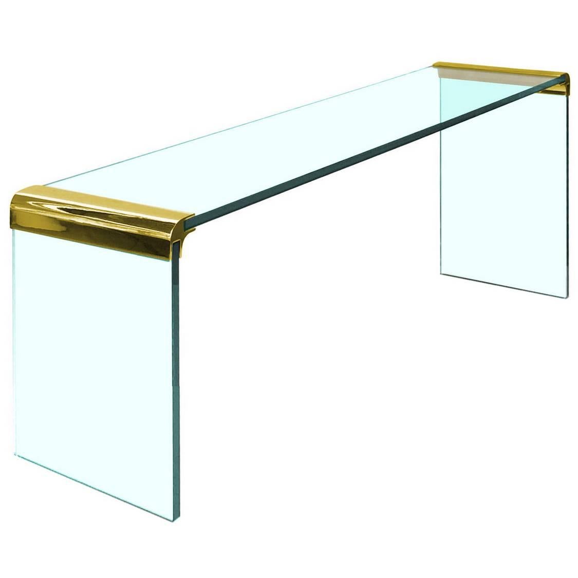 Waterfall Console Table by Leon Rosen for Pace in Gold For Sale