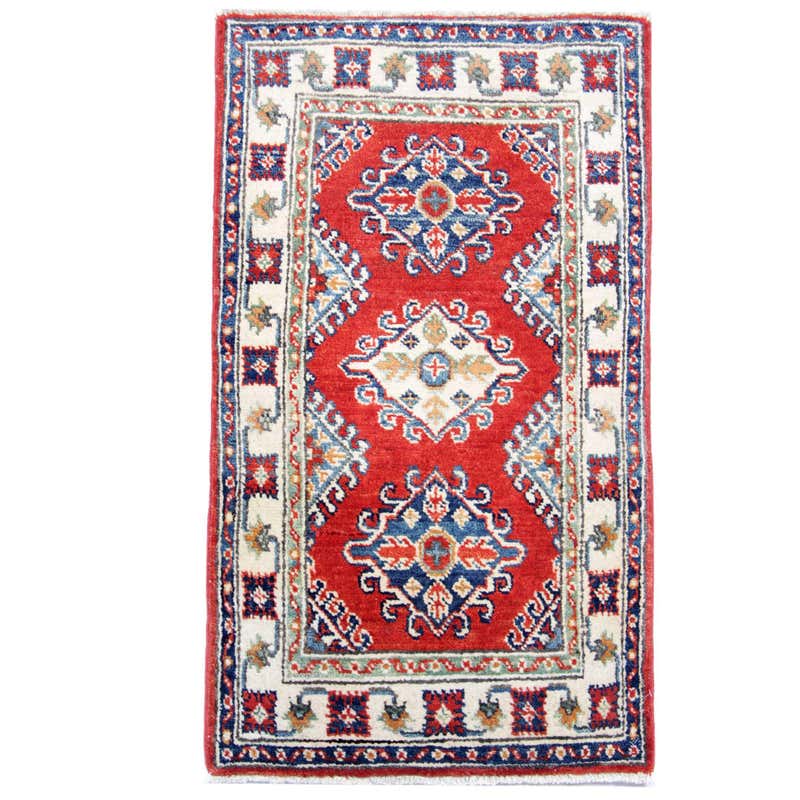 Red Oriental Rug Handmade Carpet, Geometric Small Rugs for Sale 59 x 96 ...