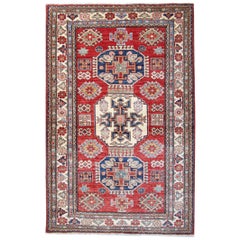 Vintage Oriental Rugs, Handmade Carpet Red Geometric Rugs for Sale