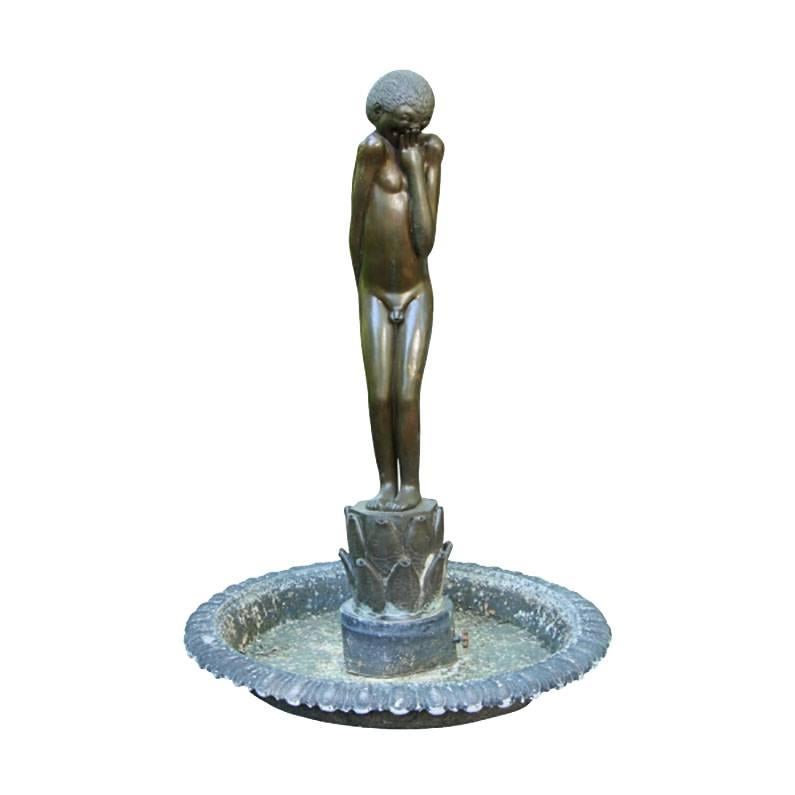 Hugo Robus 'American' Bronze Fountain of a Laughing Youth For Sale