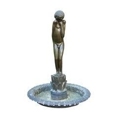 Used Hugo Robus 'American' Bronze Fountain of a Laughing Youth