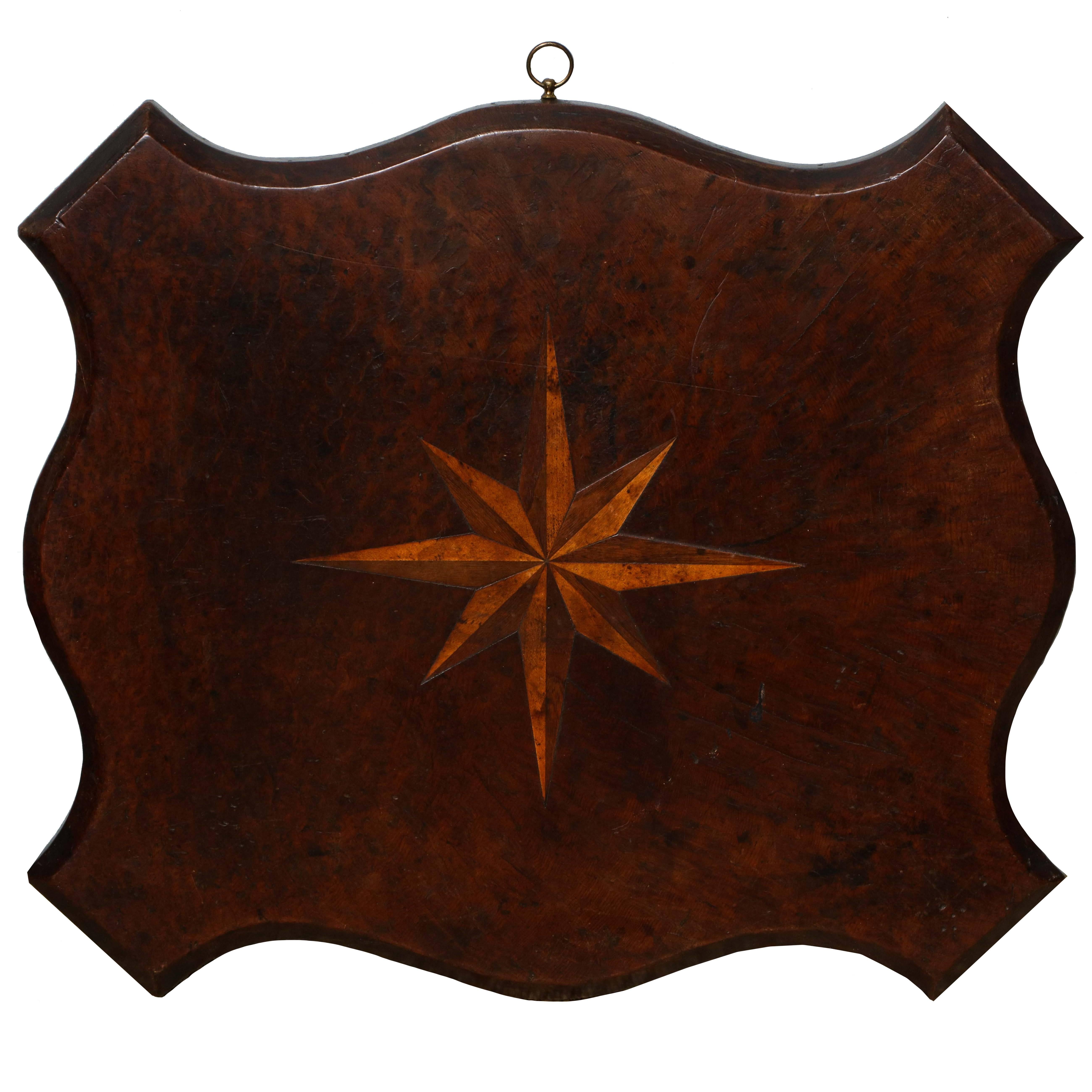 Fine Shaped Burl Tabletop with Compass Star Inlay