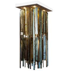 Crystal Fall Chandelier Pendant Lamp Lighting Silvered Glass Stripes Hammered 4