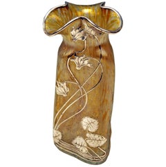 Vase Loetz Widow Art Nouveau Candia Papillon Silver Mountings Cyclamens c.1900
