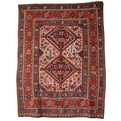 Antique South West Persian Khamseh Tribal Rug, 
Bird
 Design, circa 1880