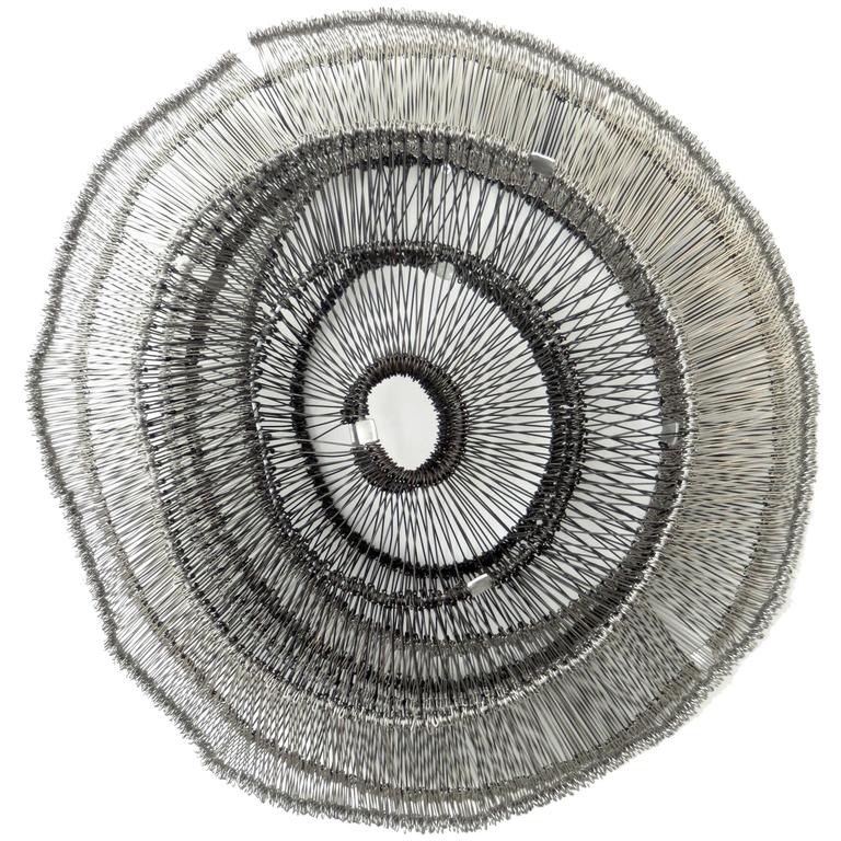 Eric Gushee Woven Wire Metal Sculpture, Silver and Black, Emergence