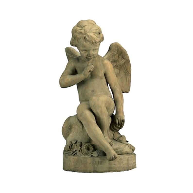 Exceptional Terracotta Statue Amour au Silence after Falconet For Sale