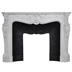 "Marquise De Tournelle" Louis XV Style Fireplace in Semi-Statuary Carrara Marble