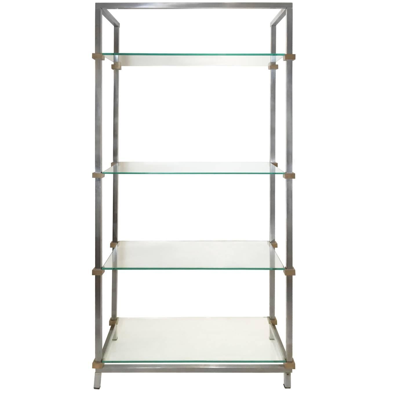 Large 1970s Iron and Bronze Etagere