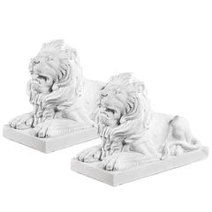 Lions Sculpture Set of Two in Marble