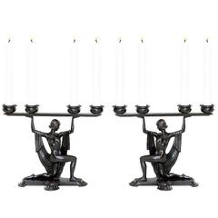 Dames Set of Two Candleholder in Bronze Patinated