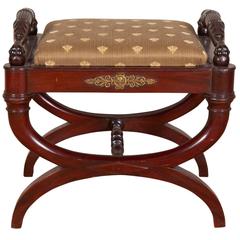 Neoclassical Style Walnut Curule Bench