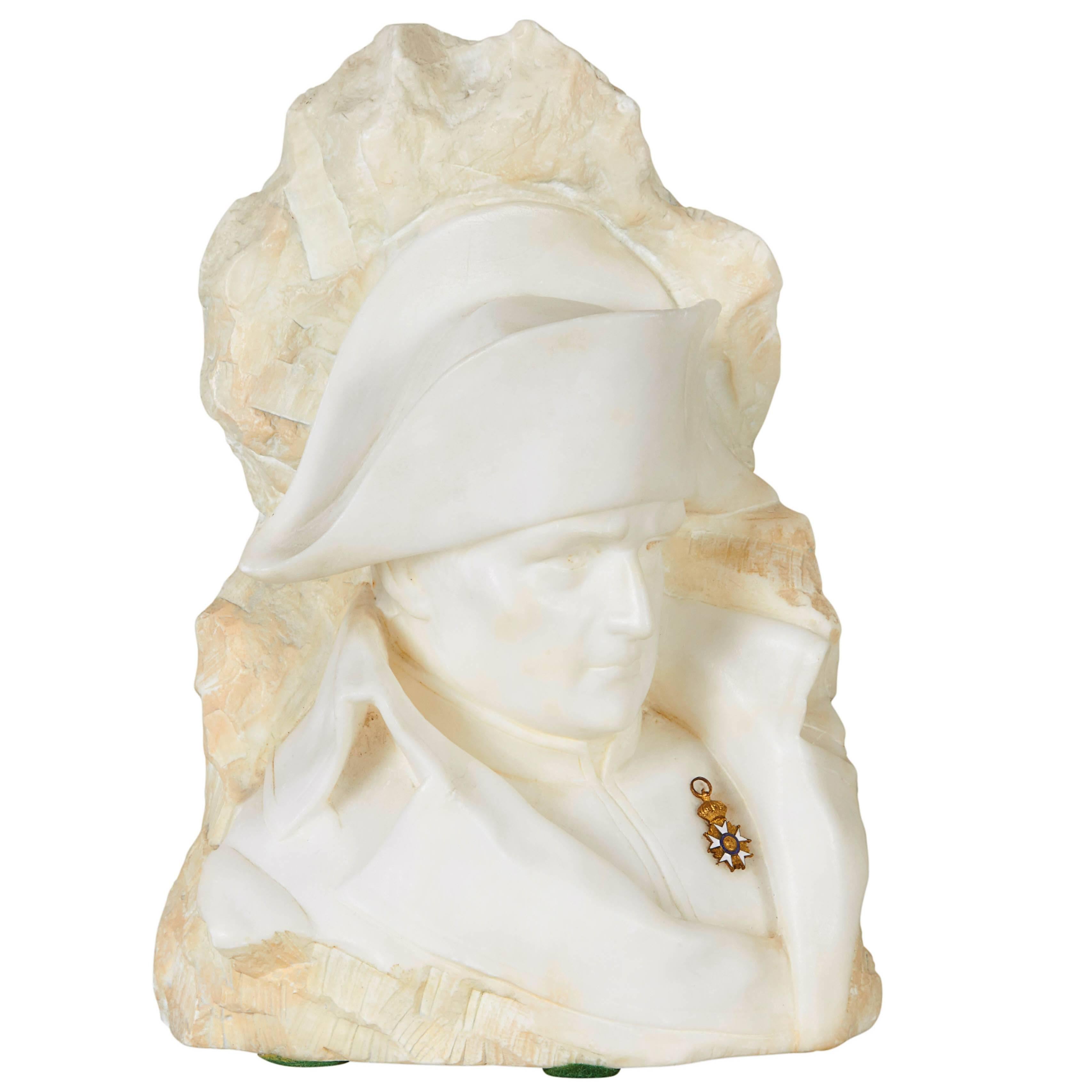 German Late 19th Century Alabaster Bust of Napoleon