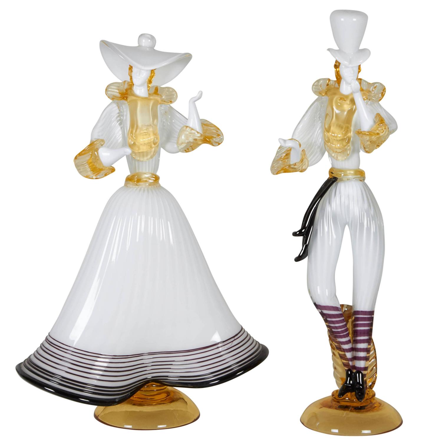 Pair of Formia Murano Glass Figurines For Sale at 1stdibs