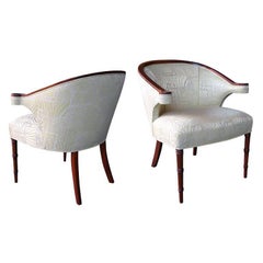 Shapely Pair of English Regency-Inspired Mahogany Salon Chairs
