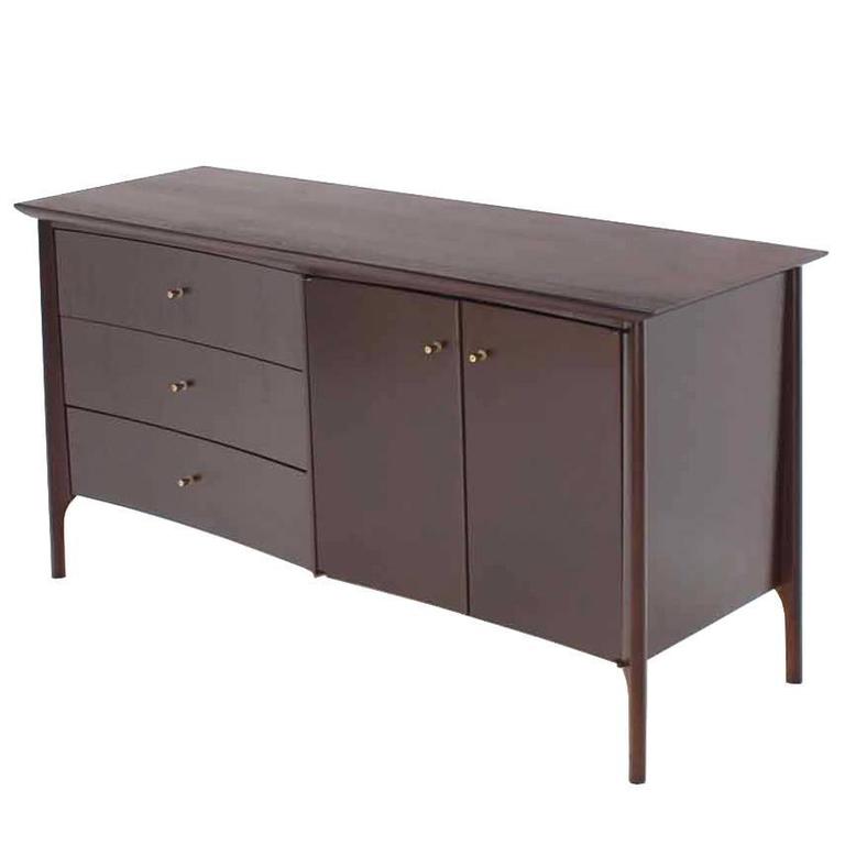 Dark Walnut Solid Brass Pulls Hardware Dresser For Sale at 1stdibs
