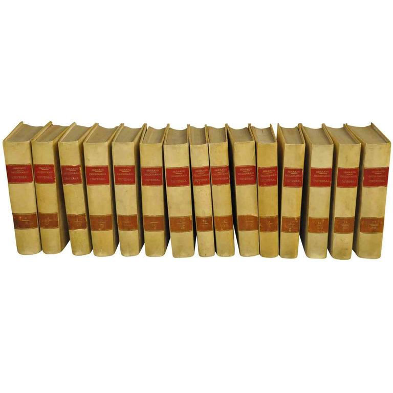 Spanish 19th Century 15 Volume Set of Vellum Encyclopedias For Sale at