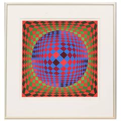 Vintage Beautiful Geometric Print by Victor Vasarely