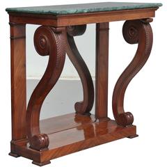 19th Century French Mahogany Marble-Top Console Table