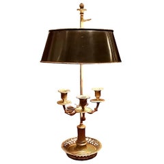 French Bouillotte Lamp with Black Tole Shade, Electrified