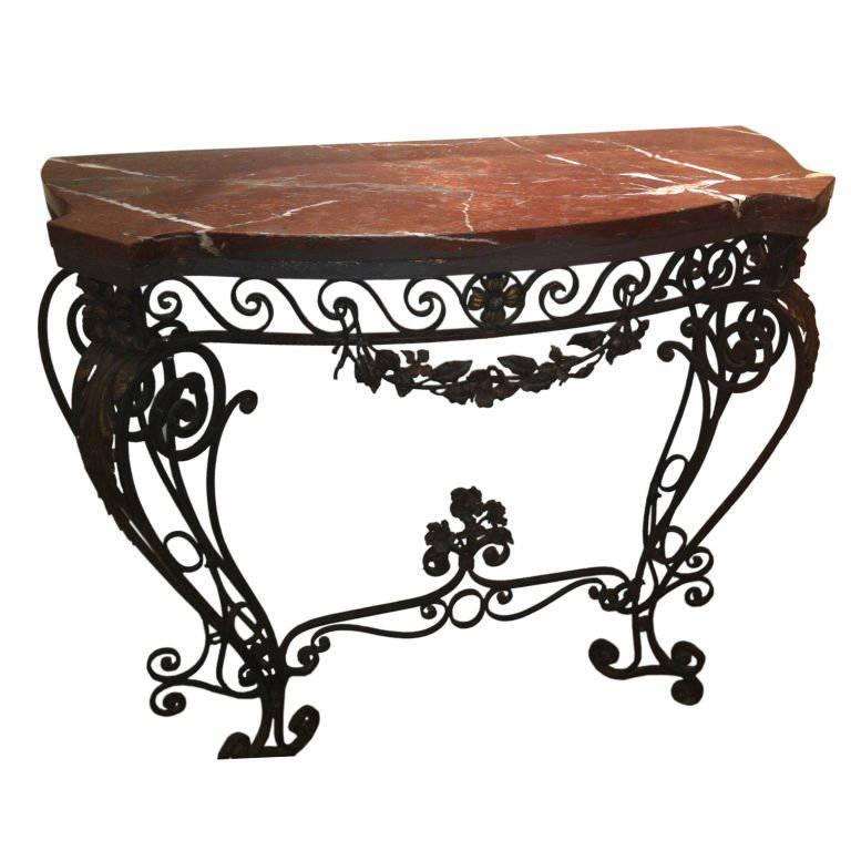 1930s Wrought Iron Console Table