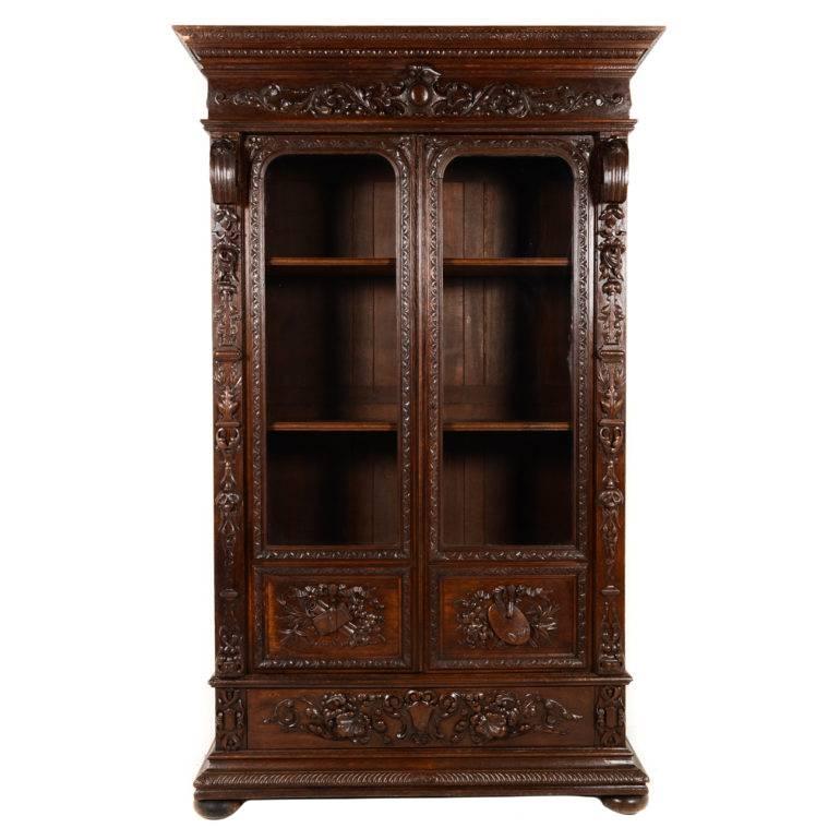 Antique French Renaissance Revival Bookcase Circa 1870