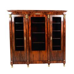 Vintage French Empire-Style Flame Mahogany Bookcase, circa Mid-20th Century