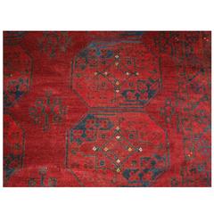 Old Red Afghan Ersari Village Carpet with Traditional Design, circa 1920 Old Red Afghan Ersari Village Carpet with Traditional Design, circa 1920