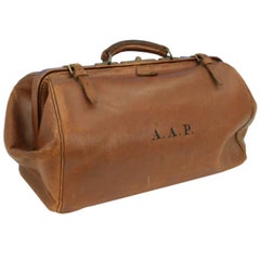 Edwardian 'Gladstone' Bag in Long-Grain Leather at 1stDibs