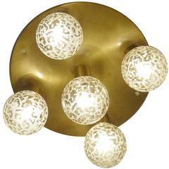 Kaiser Burnished Brass Ceiling Flush Mount Light, 1970s Modernist Design 2