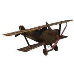 Antique Early 20th Century Bi-Wing Canvas Model