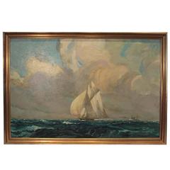 Sail Boat Oil Painting James a Mitchell