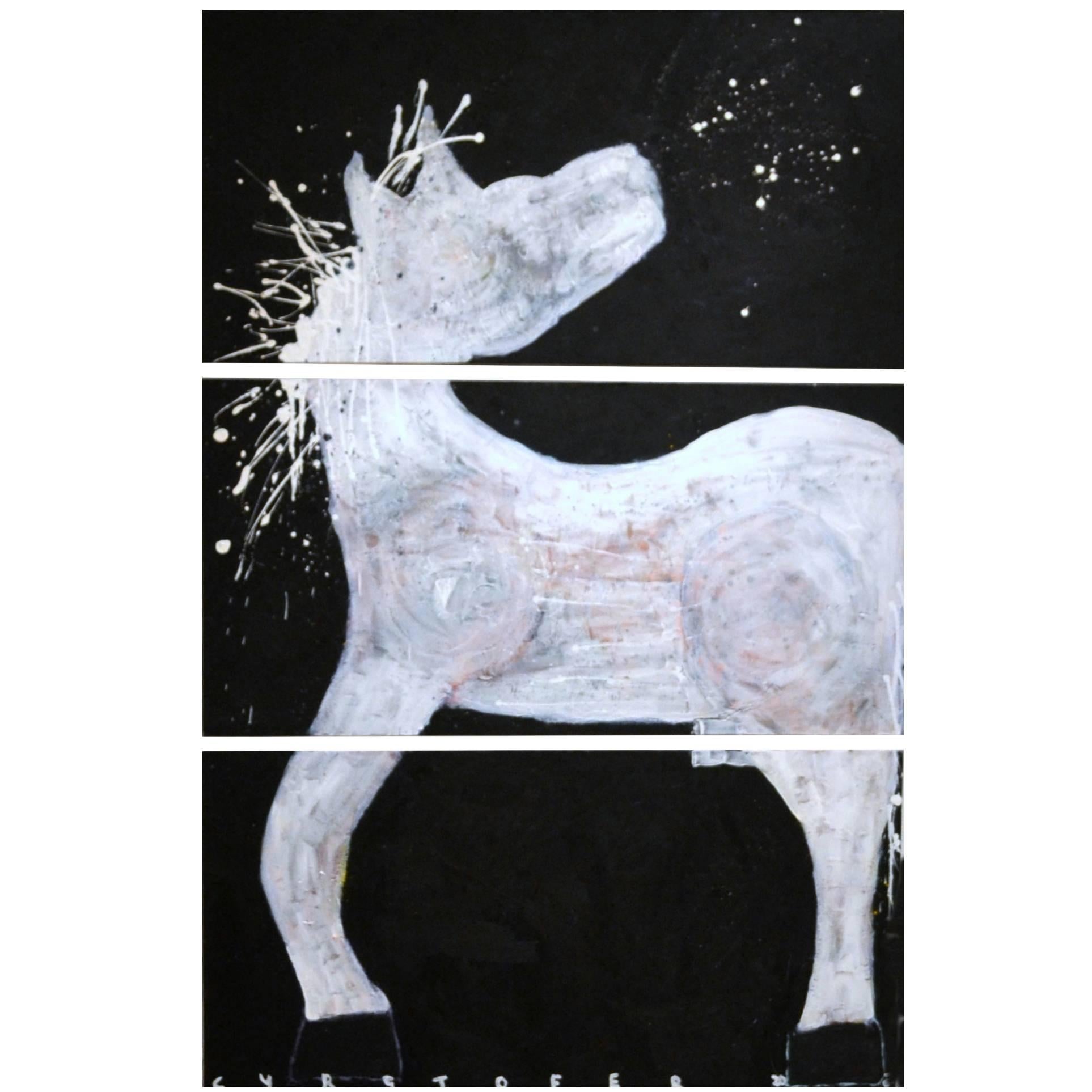 Abstract Triptych Horse by Artist Christopher Shoemaker