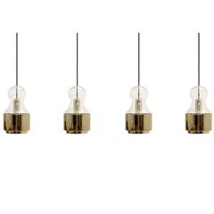 Vintage Set of Four Large Ceiling Pendants in Brass by Jonas Hidle, 1970s