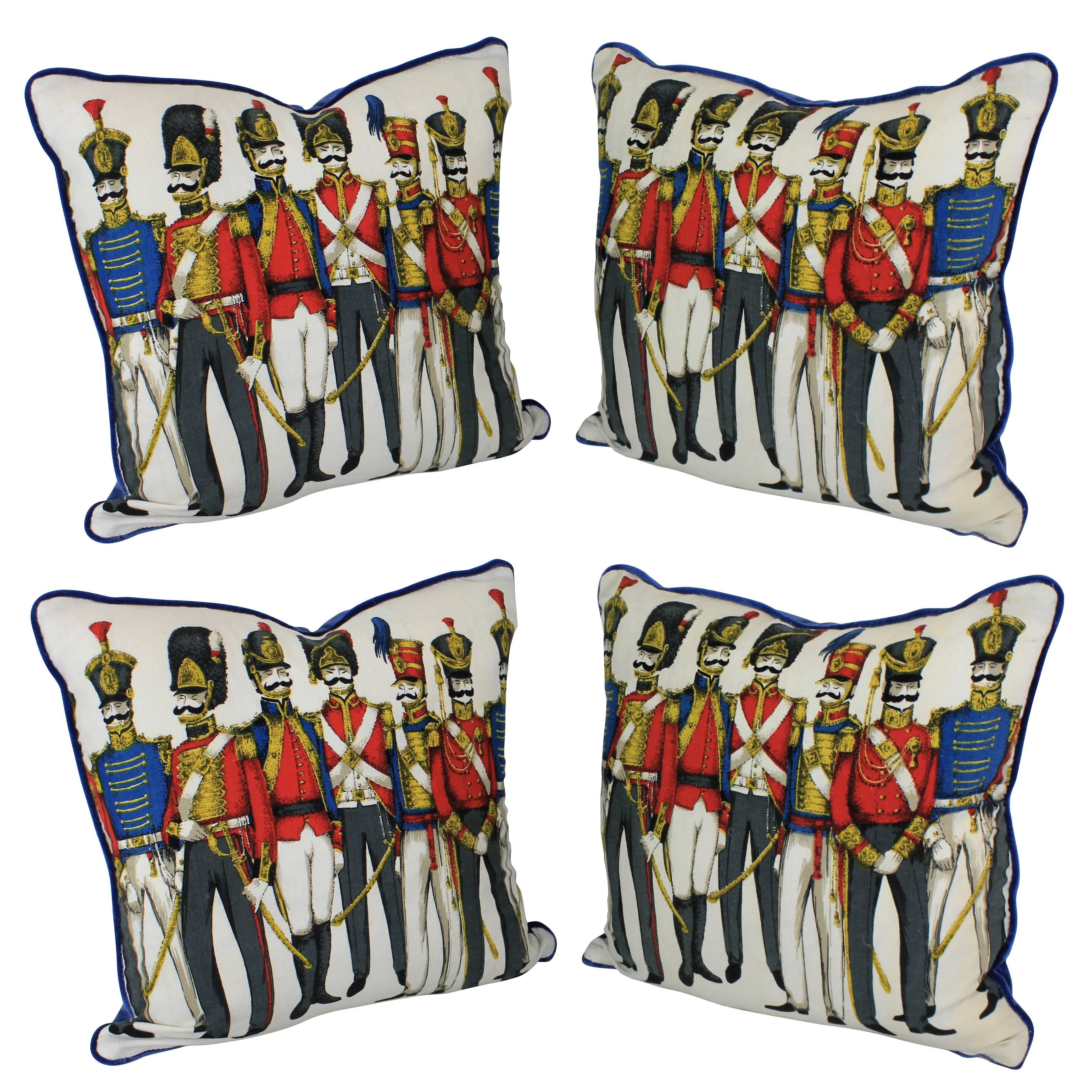 Set of Four Fornasetti Style Cushions