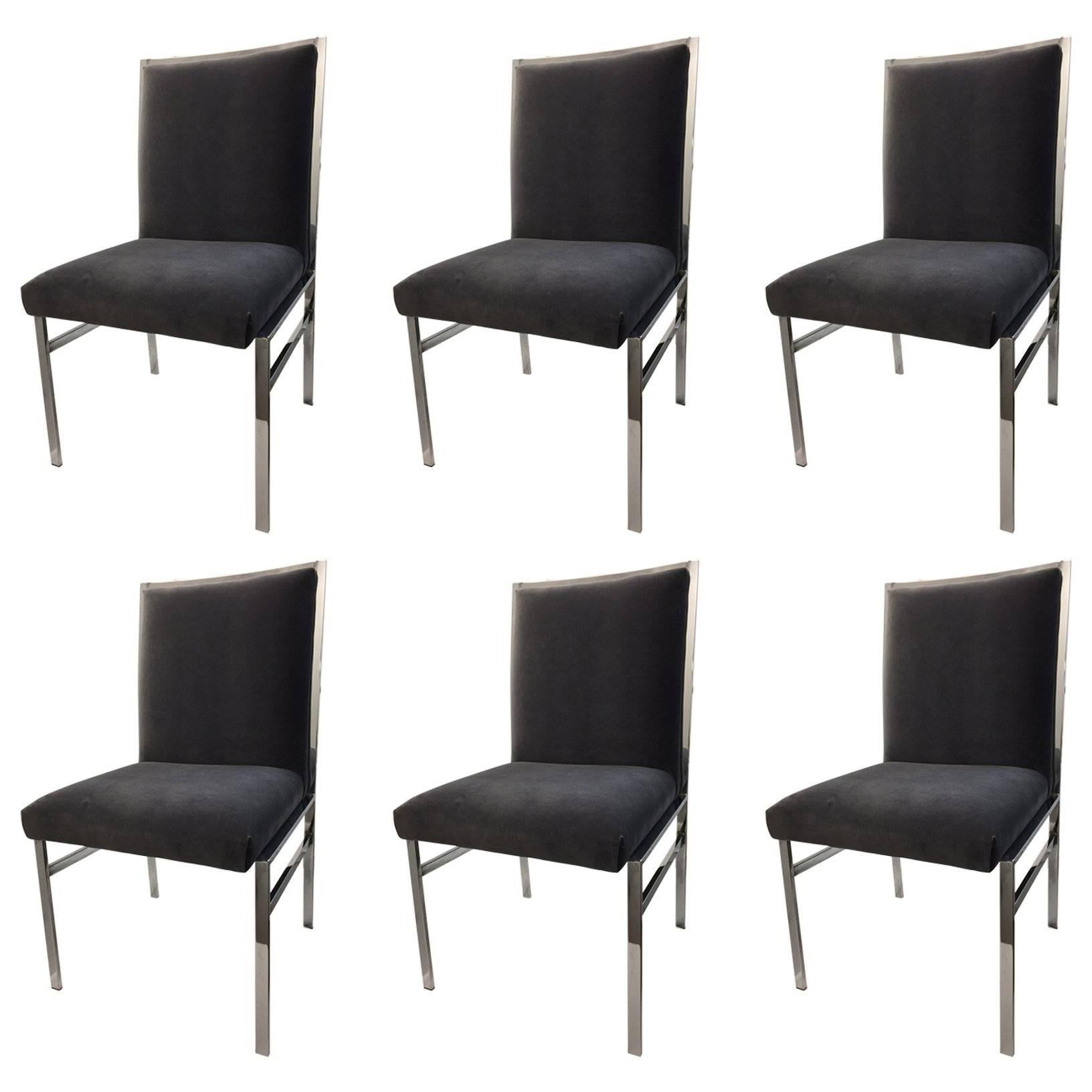 Set of Six Mid-Century Modern Dining Chairs in Style of Milo Baughman