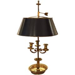 French Bouillotte Lamp with Green Tole Shade, Electrified 3
